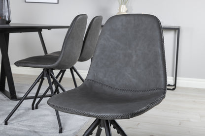 Polar & Marina Spisebordsstol 2-pak Sort + Rektangulært Spisebord 180 x 90 Sort