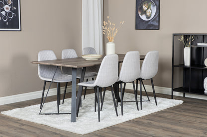 Polar & Marina spisebordsstol 2-pak grå + rektangulært spisebord 180 x 90 natur