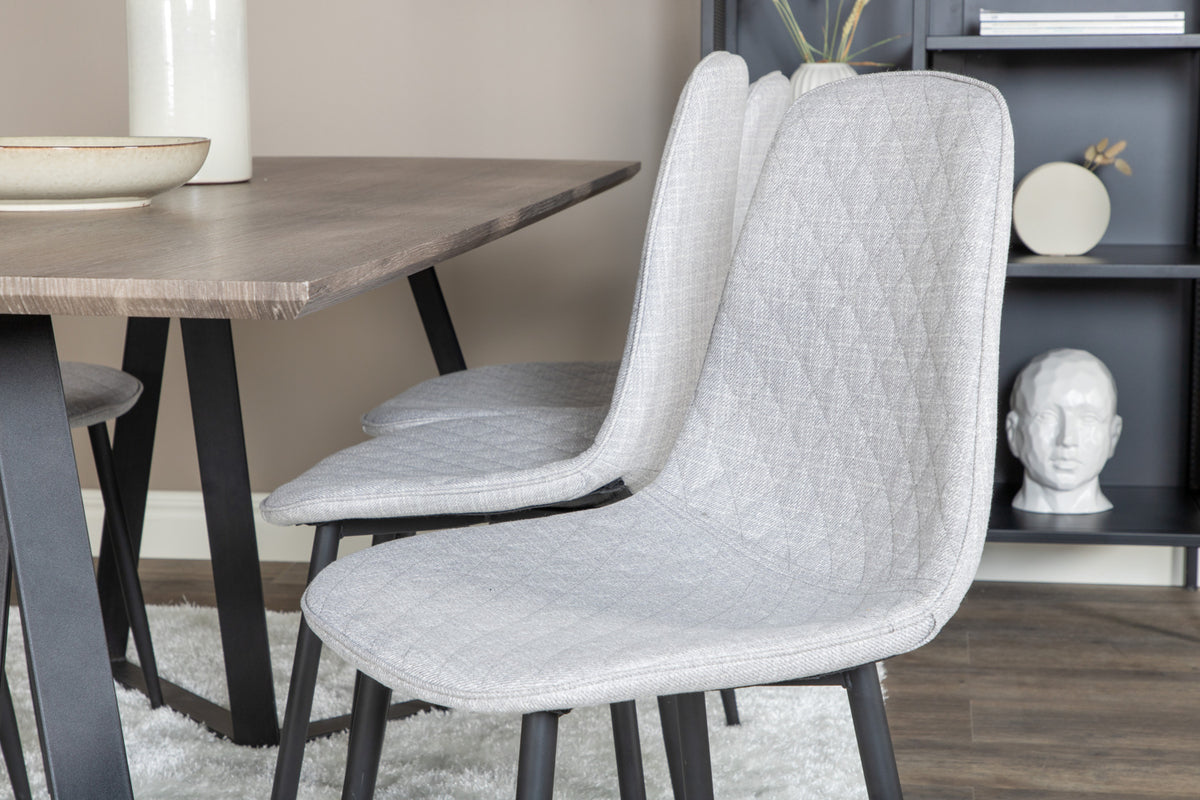 Polar & Marina spisebordsstol 2-pak grå + rektangulært spisebord 180 x 90 natur