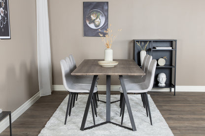 Polar & Marina spisebordsstol 2-pak grå + rektangulært spisebord 180 x 90 natur