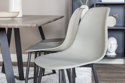 Polar & Marina spisebordsstol 2-pak grå + rektangulært spisebord 180 x 90 natur