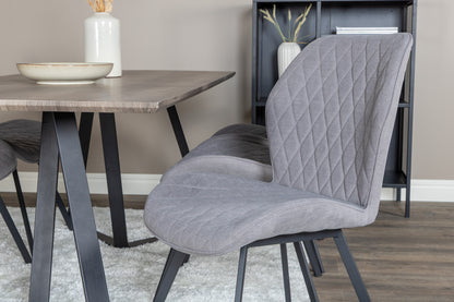 Gemma & Marina spisebordsstol 2-pak grå + rektangulært spisebord 180 x 90 natur