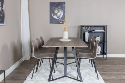 Arctic & Marina Spisebordsstol 2-pak Beige + Rektangulært Spisebord 180 x 90 Natur