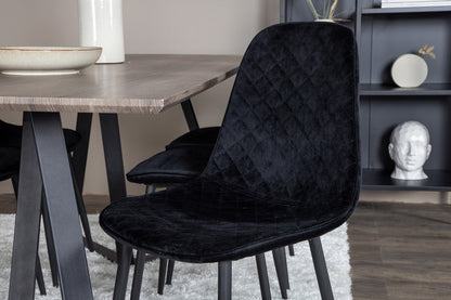 Polar & Marina Spisebordsstol 2-pak Sort + Rektangulært Spisebord 180 x 90 Natur