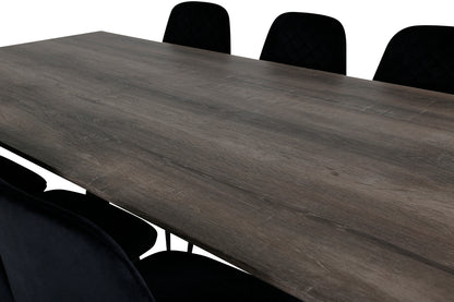 Polar & Marina Spisebordsstol 2-pak Sort + Rektangulært Spisebord 180 x 90 Natur