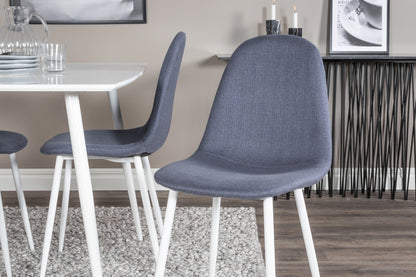 Polar rektangulært spisebord 120 x 75 hvid + spisebordsstol 2-pak blå