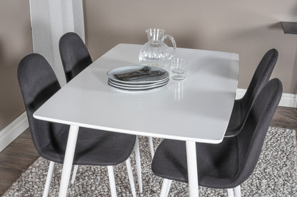 Polar rektangulært spisebord 120 x 75 hvid + spisebordsstol 2-pak sort