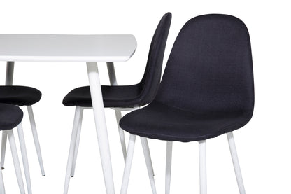 Polar rektangulært spisebord 120 x 75 hvid + spisebordsstol 2-pak sort