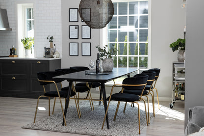 Arrow & Gold spisebordsstol 2-pak sort + rektangulært spisebord 180 x 85 sort