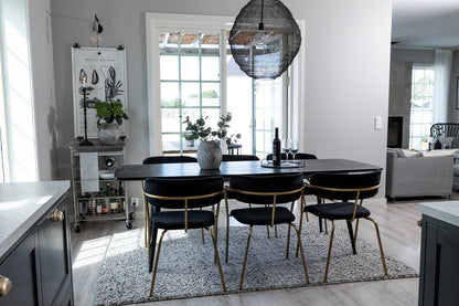 Arrow & Gold spisebordsstol 2-pak sort + rektangulært spisebord 180 x 85 sort