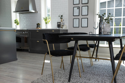 Arrow & Gold spisebordsstol 2-pak sort + rektangulært spisebord 180 x 85 sort