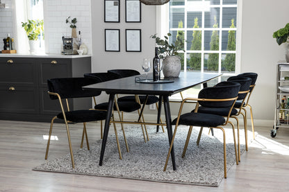 Arrow & Gold spisebordsstol 2-pak sort + rektangulært spisebord 180 x 85 sort