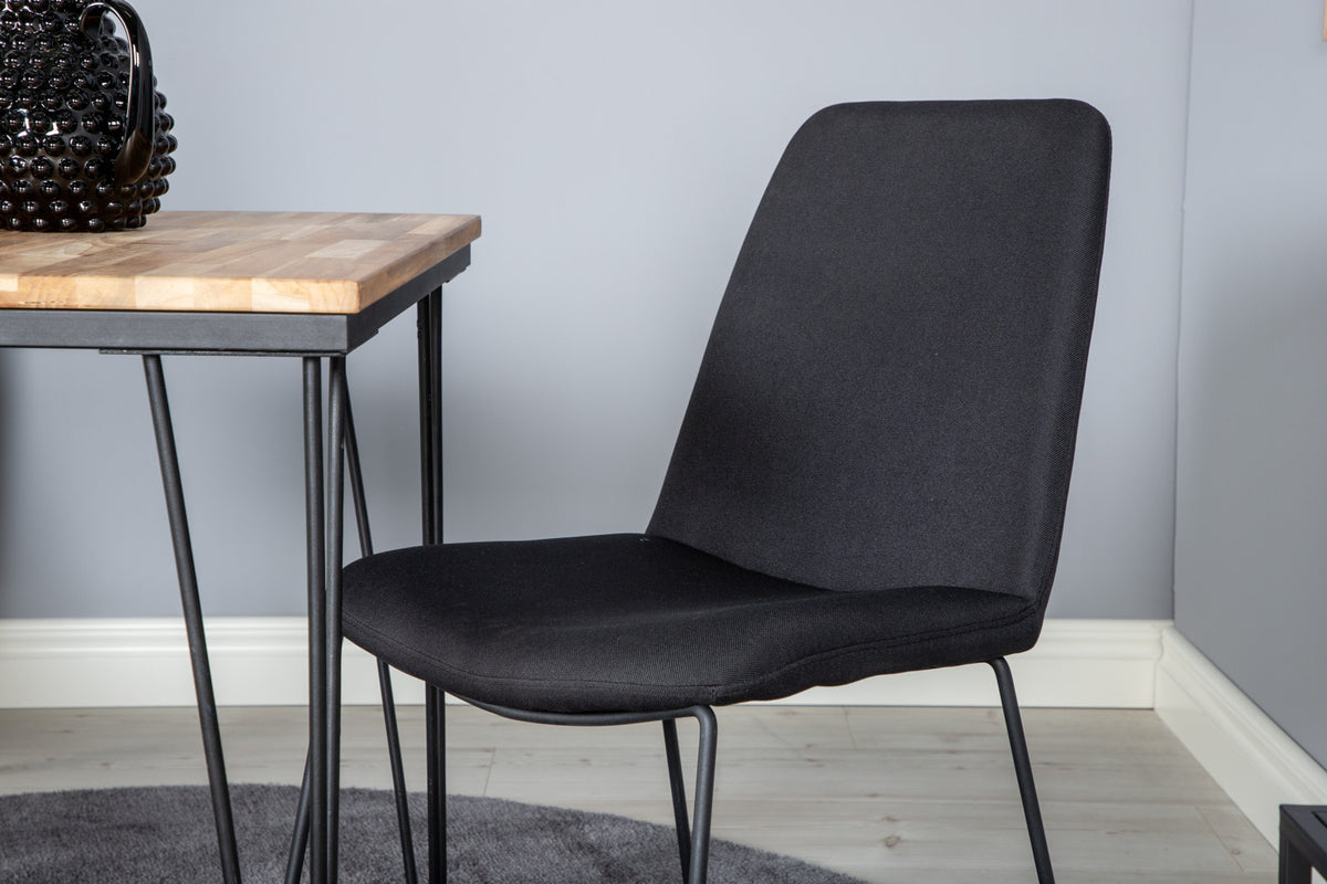 Muce & Bali spisebordsstol 2-pak sort + rektangulært spisebord 80 x 80 natur