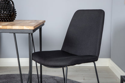 Muce & Bali spisebordsstol 2-pak sort + rektangulært spisebord 80 x 80 natur