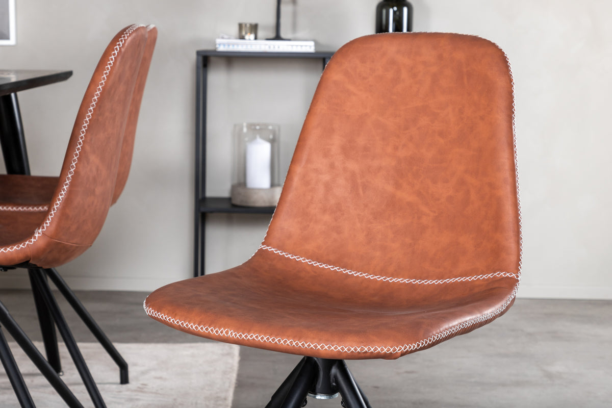 Dipp & Polar Rektangulært Spisebord 180 x 90 Sort + Spisestol 2-pak Brun