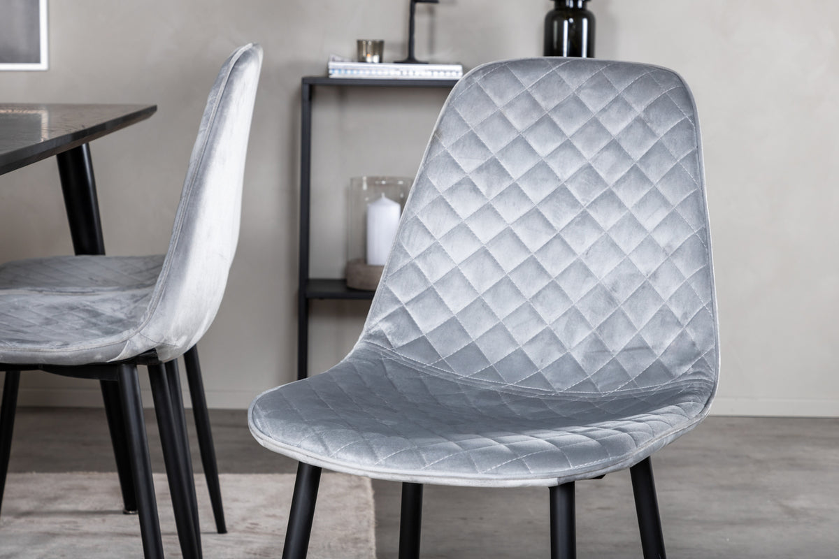 Dipp & Polar Rektangulært Spisebord 180 x 90 Sort + Spisestol 2-pak Grå