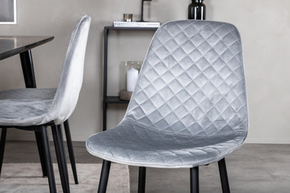 Dipp & Polar Rektangulært Spisebord 180 x 90 Sort + Spisestol 2-pak Grå