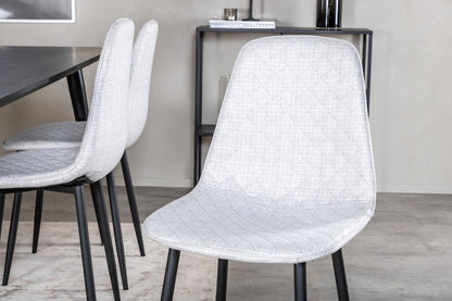 Dipp & Polar Rektangulært Spisebord 180 x 90 Sort + Spisestol 2-pak Grå