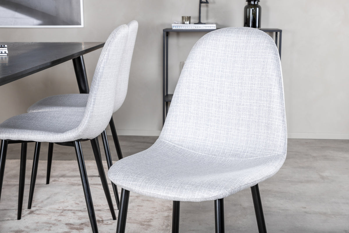 Dipp & Polar Rektangulært Spisebord 180 x 90 Sort + Spisestol 2-pak Grå