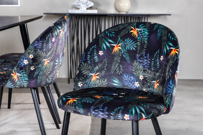 Dipp & Velvet Rektangulært Spisebord 180 x 90 Sort + Spisestol 2-pak Sort