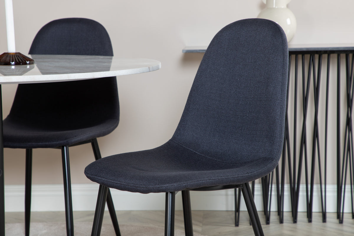 Polar & Estelle Spisestol 2-pak Sort + Rundt Spisebord ⌀106 Hvid