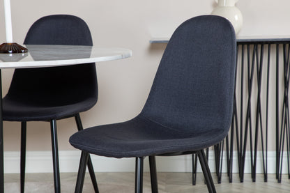 Polar & Estelle Spisestol 2-pak Sort + Rundt Spisebord ⌀106 Hvid