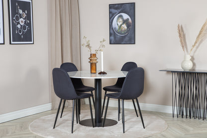 Polar & Estelle Spisestol 2-pak Sort + Rundt Spisebord ⌀106 Hvid