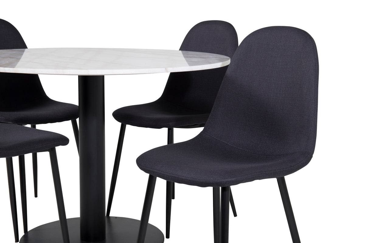Polar & Estelle Spisestol 2-pak Sort + Rundt Spisebord ⌀106 Hvid