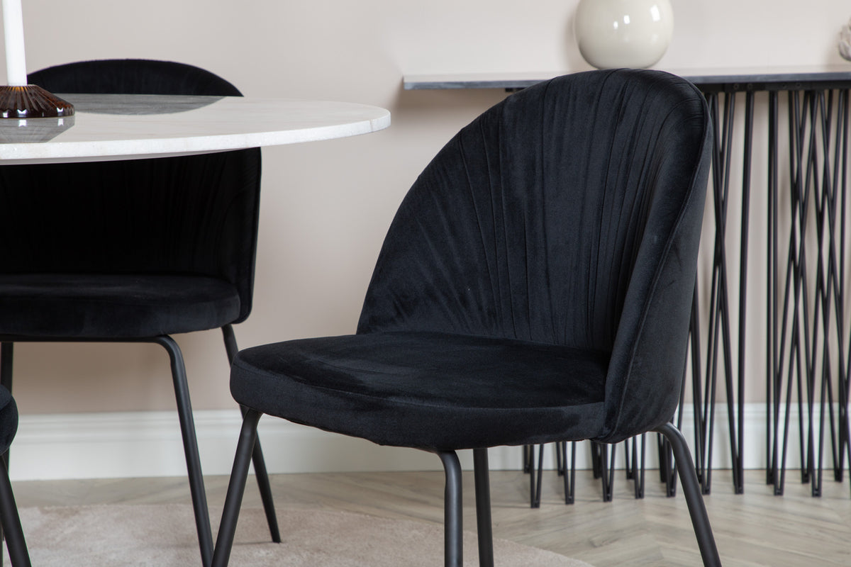 Wrinkles & Estelle Spisestol 2-pak Sort + Rundt Spisebord ⌀106 Hvid