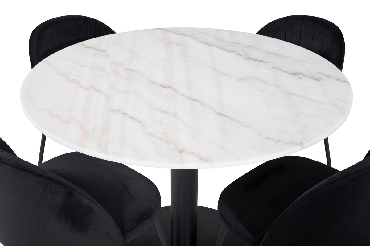 Wrinkles & Estelle Spisestol 2-pak Sort + Rundt Spisebord ⌀106 Hvid