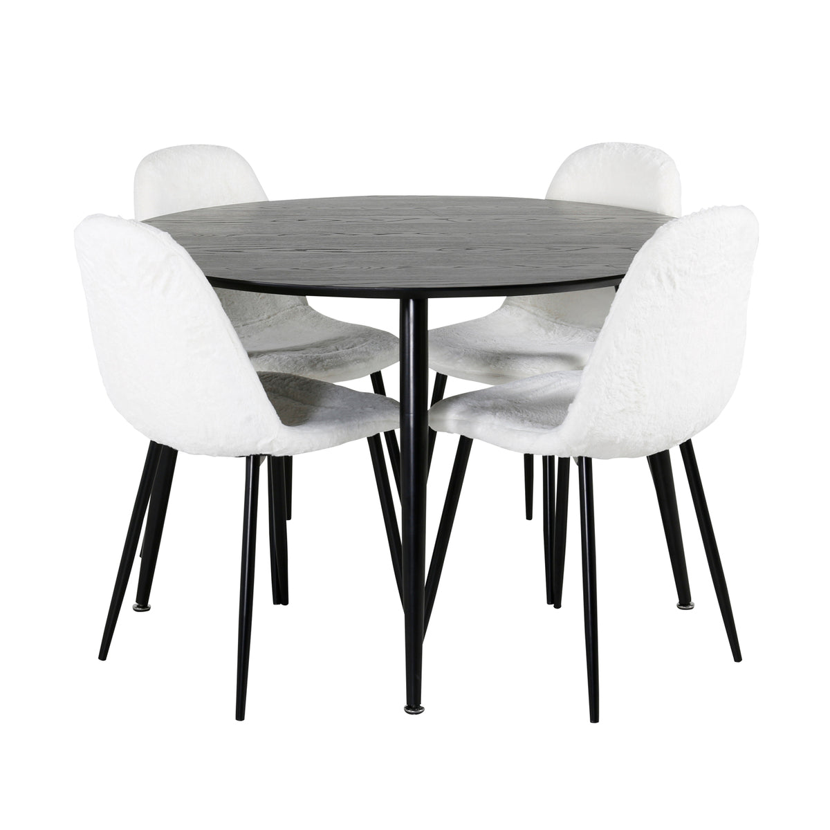Dipp & Polar Rundt Spisebord ⌀115 Sort + Spisebordsstol 2-pak Hvid