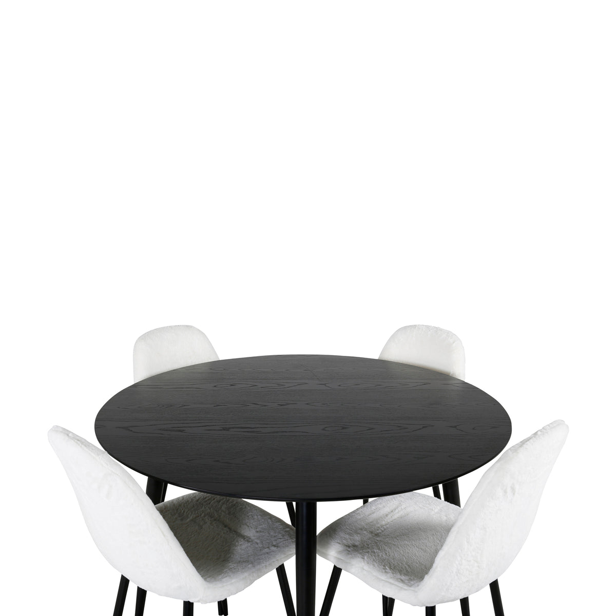 Dipp & Polar Rundt Spisebord ⌀115 Sort + Spisebordsstol 2-pak Hvid