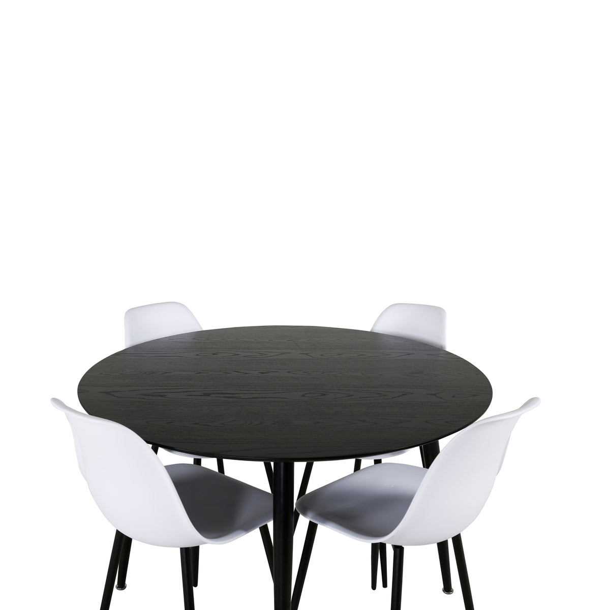 Dipp & Polar Rundt Spisebord ⌀115 Sort + Spisebordsstol 2-pak Hvid