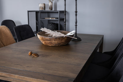 Slider & Velvet Deluxe Rektangulært Spisebord 170 x 95 Natur + Spisebordsstol 2-pak Sort