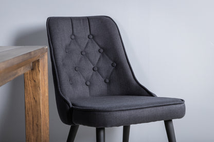 Slider & Velvet Deluxe Rektangulært Spisebord 170 x 95 Natur + Spisebordsstol 2-pak Sort