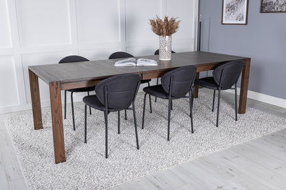 Slider & Vault Rektangulært Spisebord 170 x 95 Natur + Spisebordsstol 2-pak Sort