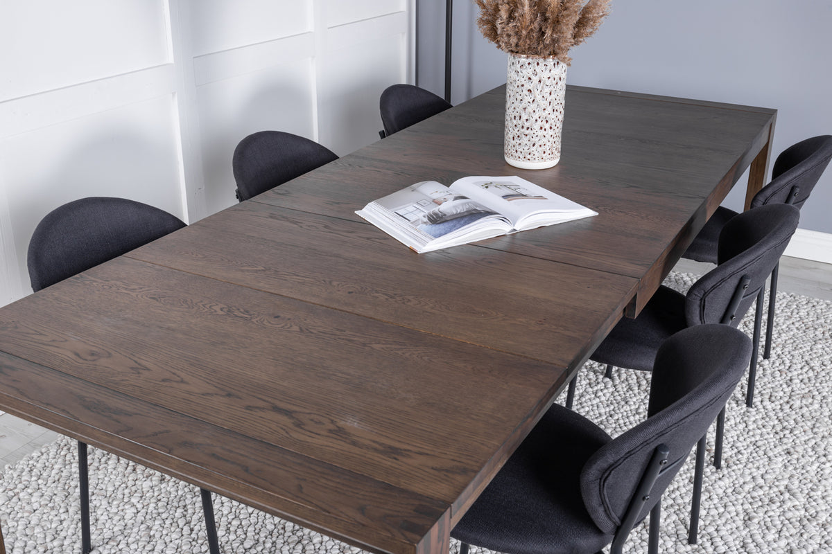 Slider & Vault Rektangulært Spisebord 170 x 95 Natur + Spisebordsstol 2-pak Sort