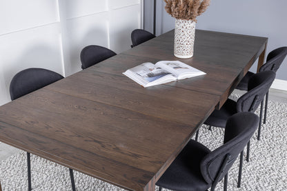 Slider & Vault Rektangulært Spisebord 170 x 95 Natur + Spisebordsstol 2-pak Sort