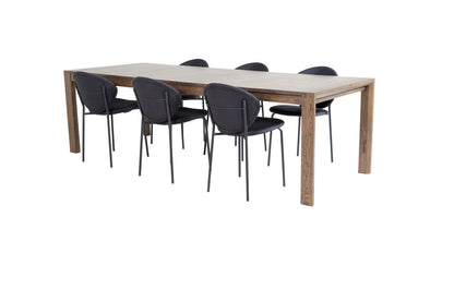 Slider & Vault Rektangulært Spisebord 170 x 95 Natur + Spisebordsstol 2-pak Sort