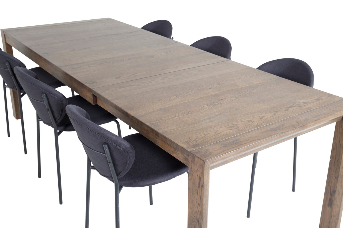 Slider & Vault Rektangulært Spisebord 170 x 95 Natur + Spisebordsstol 2-pak Sort