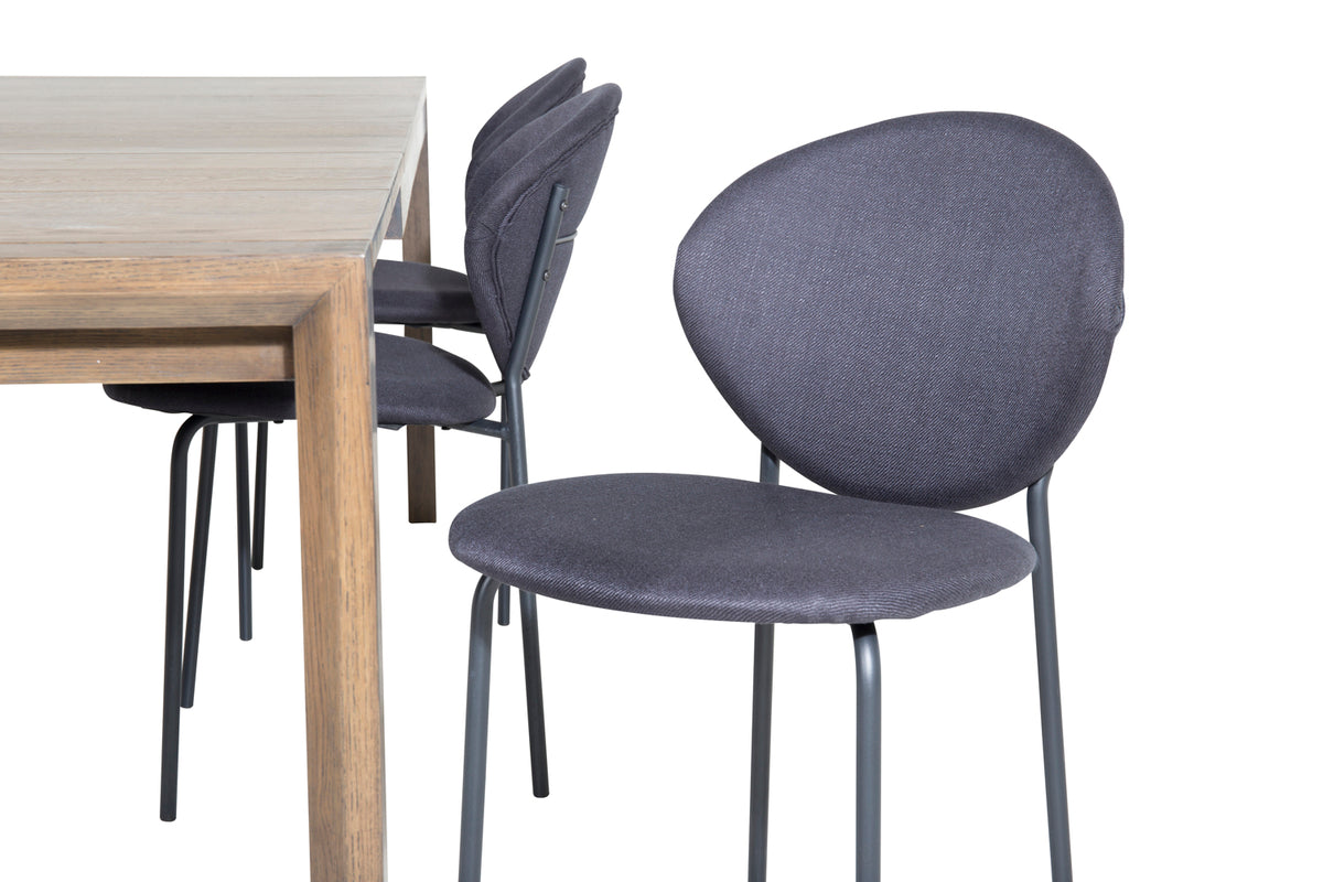 Slider & Vault Rektangulært Spisebord 170 x 95 Natur + Spisebordsstol 2-pak Sort