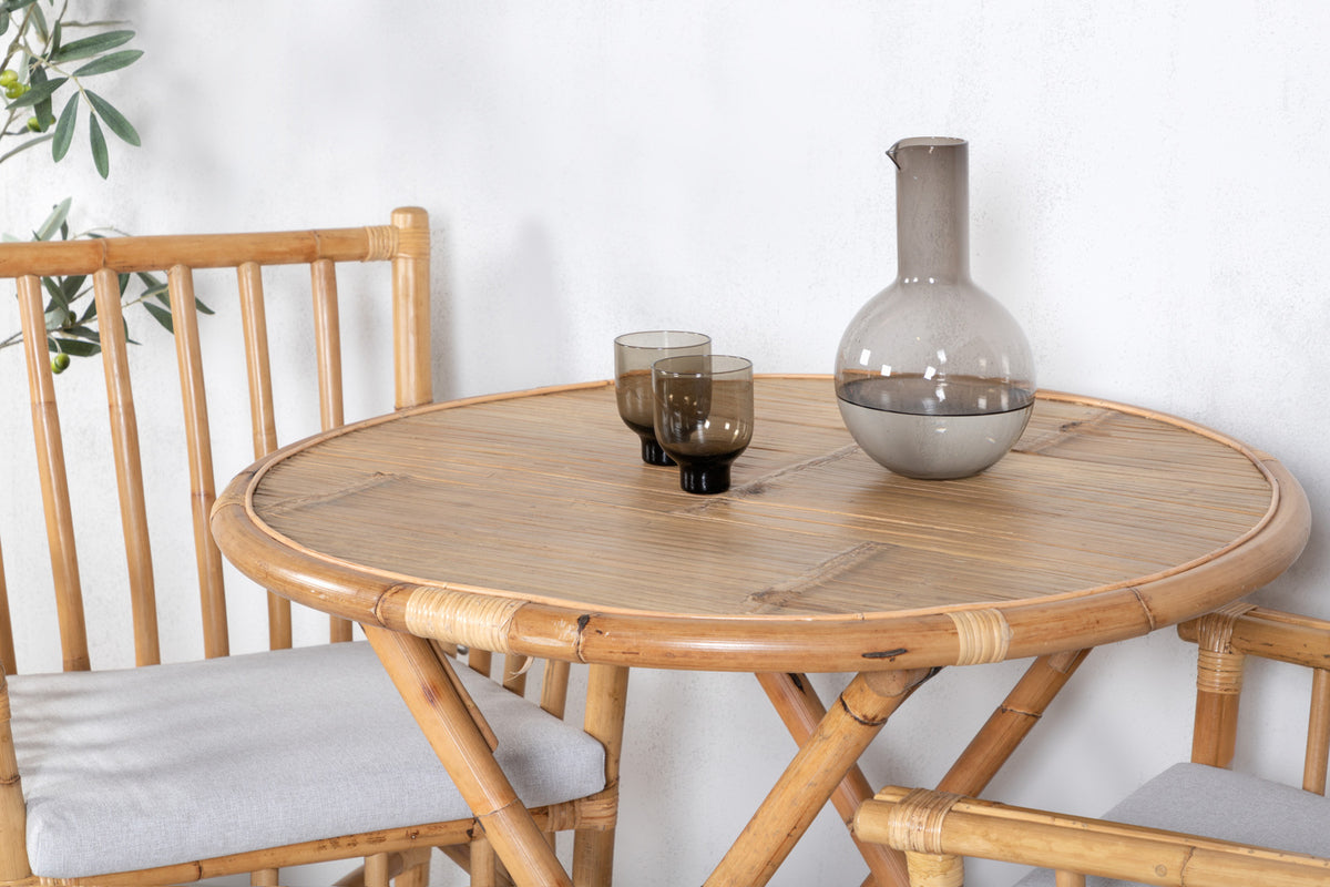 Cane Spisestole Natur + Cafebord ⌀80 Natur