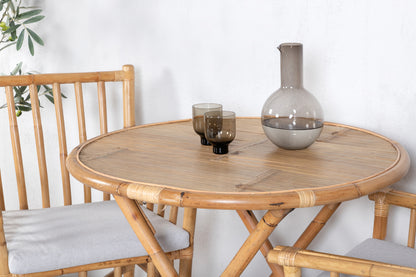 Cane Spisestole Natur + Cafebord ⌀80 Natur
