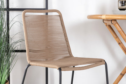 Cane & Lindos Cafébord ⌀90 + Spisestolar Brun