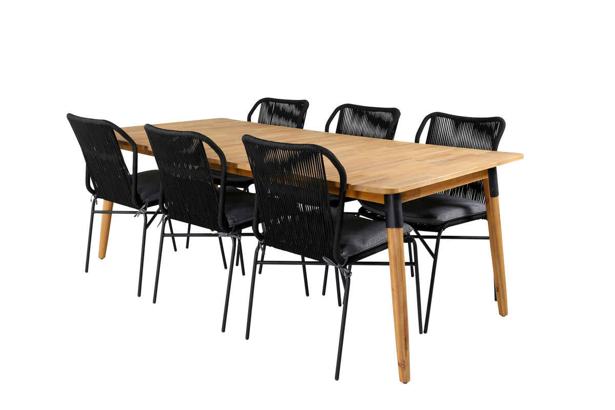 Julian Spisebord 210x100 + Spisestole Sort