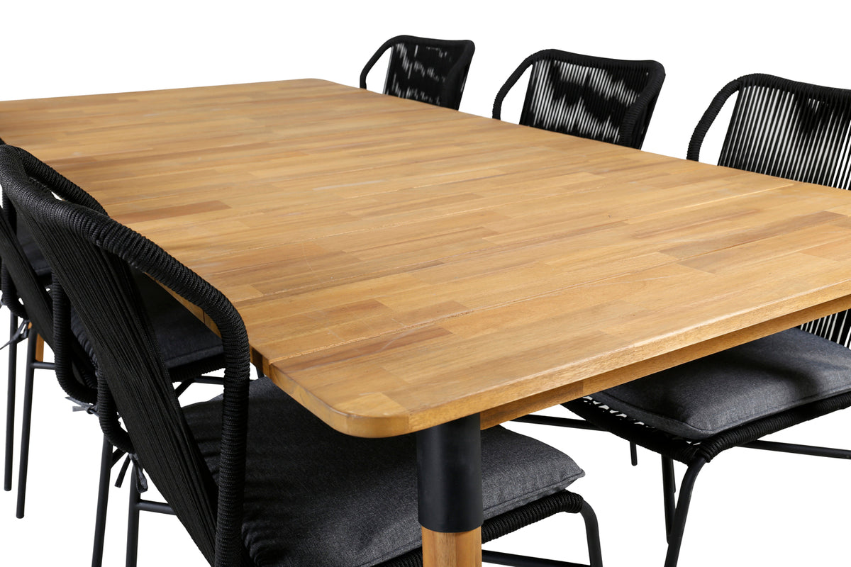 Julian Spisebord 210x100 + Spisestole Sort