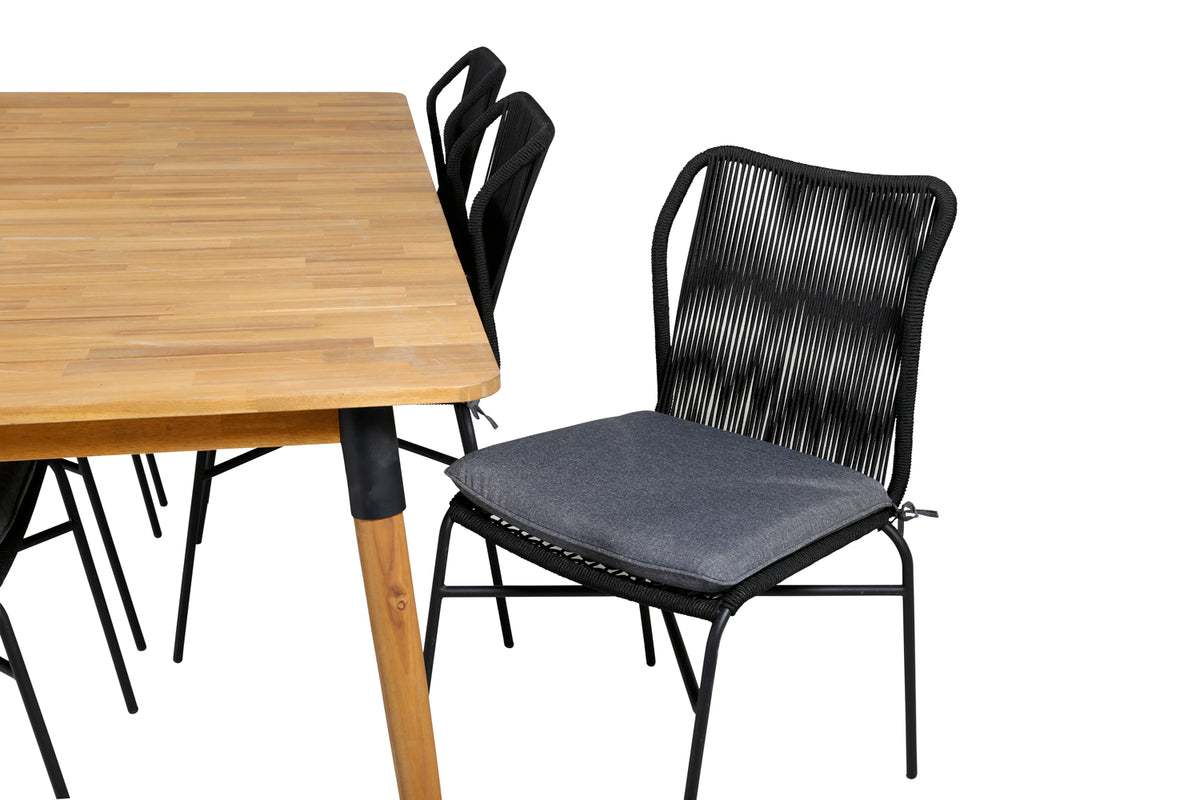 Julian Spisebord 210x100 + Spisestole Sort