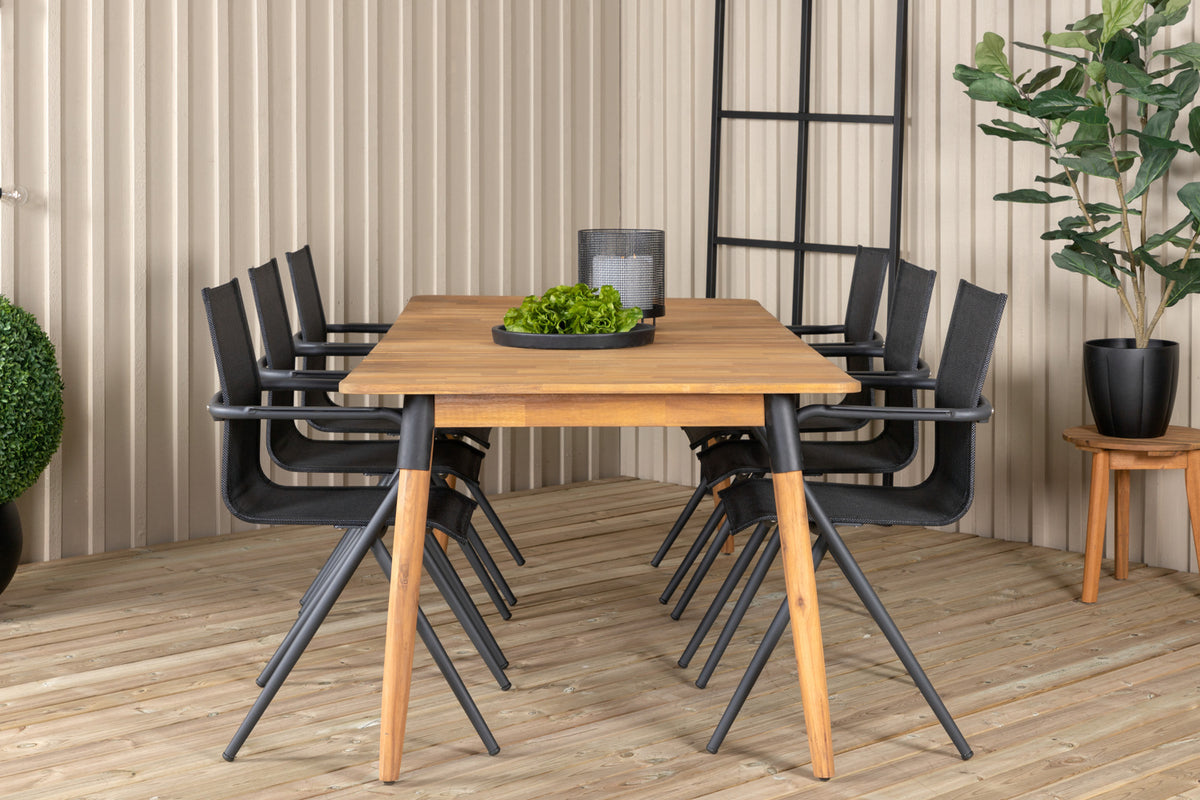 Julian & Alina Spisebord 210x100 + Spisestole Sort