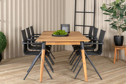 Julian & Alina Spisebord 210x100 + Spisestole Sort