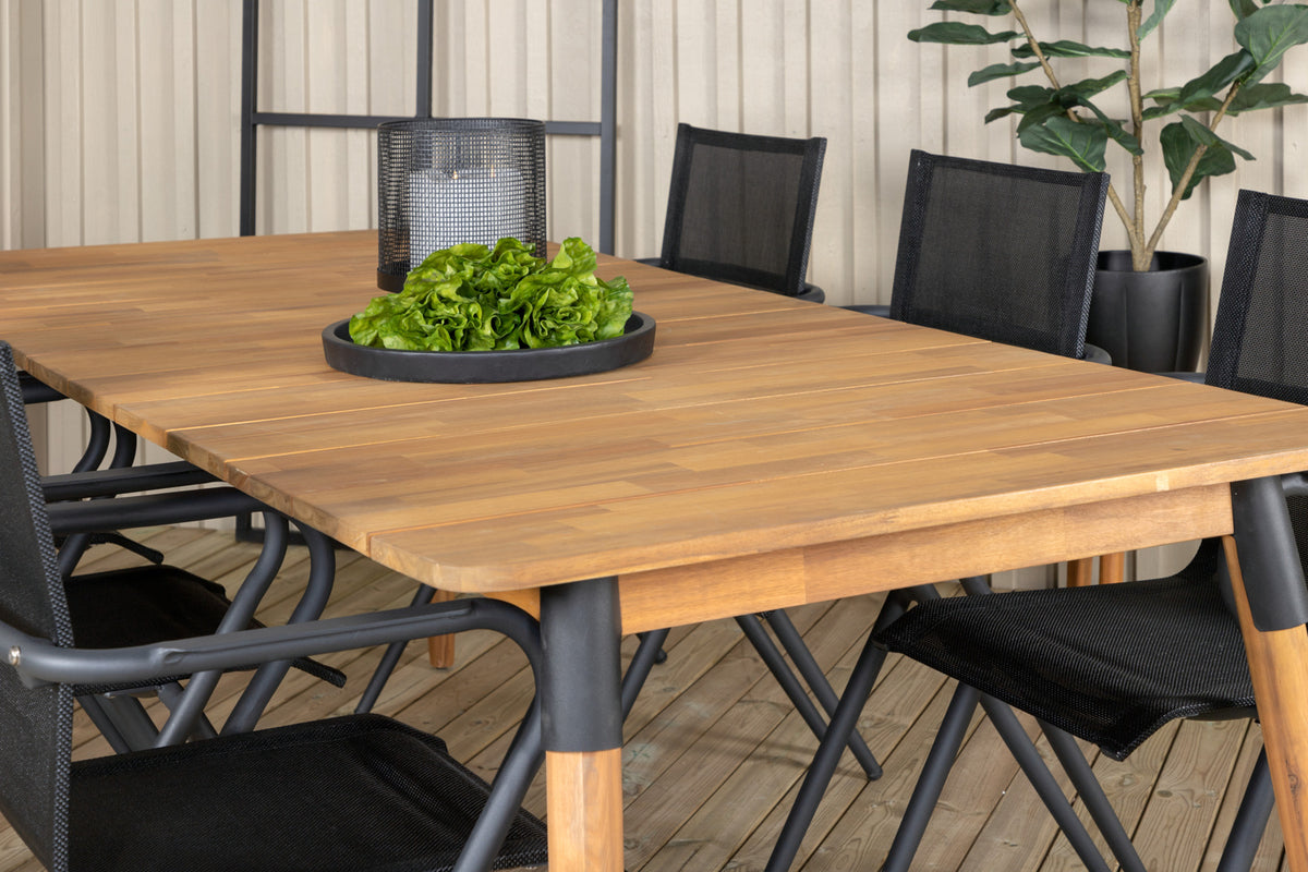 Julian & Alina Spisebord 210x100 + Spisestole Sort